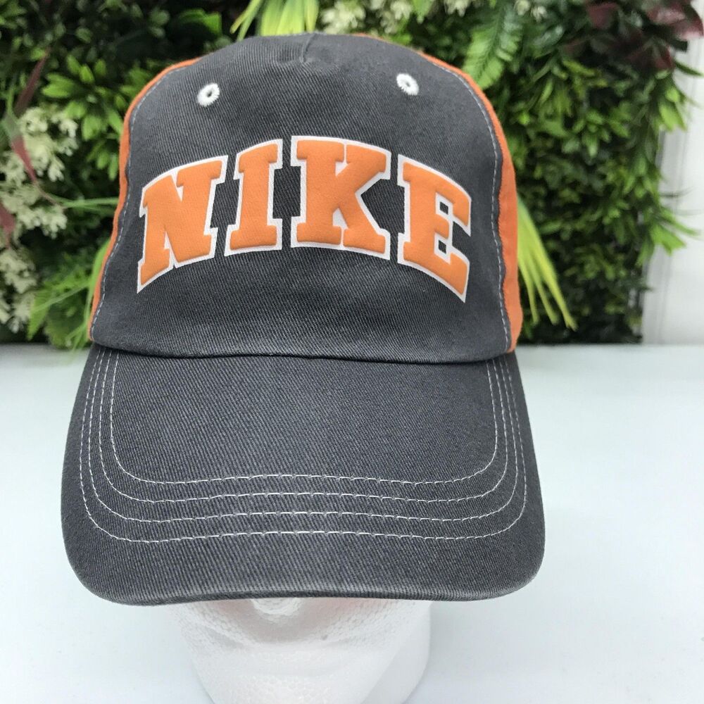 Nike Hat Cap Strap Back Youth One Size Black Orange Logo Baseball Sports